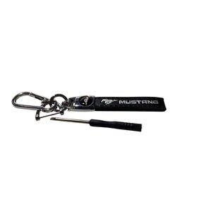 Key Chain For Mustang Black Leather Car Keychain Fob Holder Clip NEW Sealed